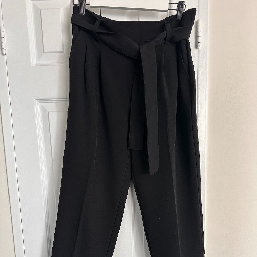 LOFT Tie-Waist Ankle Trousers - Black